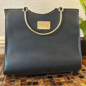 Bebe Black Tote with Gold Details
